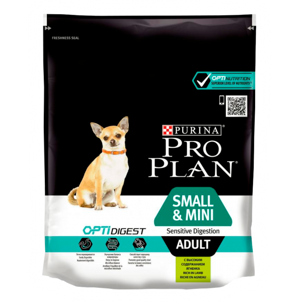 картинка Про План (Pro Plan) сухой корм для собак мелких пород с чувствительным пищеварением, ягненок/рис, 0,7 кг. от магазина Зоокалуга