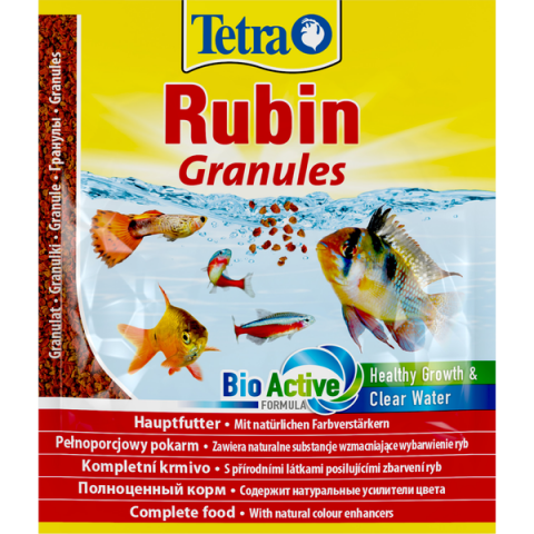 картинка Тетра Рубин корм (Tetra Rubin Granules) для аквариумных рыбок, усиление окраса, гранулы, 15 гр. от магазина Зоокалуга