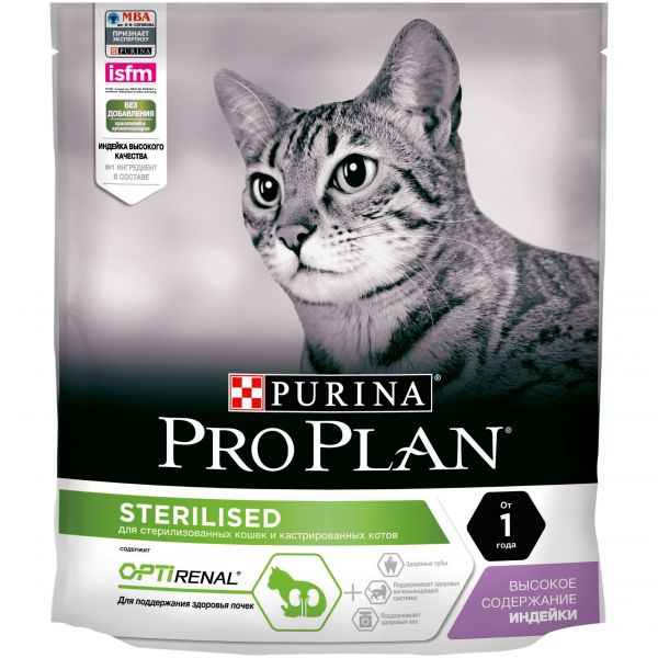 картинка Про План (Pro Plan) сухой корм для кастрированных котов и стерилизованных кошек, индейка, 0.4 кг. от магазина Зоокалуга