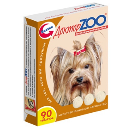 картинка Доктор Зоо витамины для собак со вкусом копченостей, 90 таб. от магазина Зоокалуга