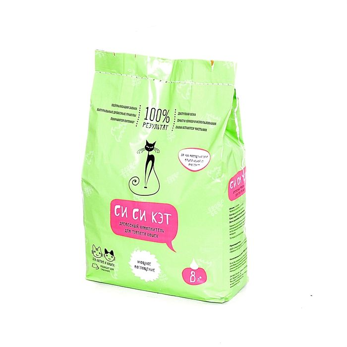 картинка СиСиКэт 8л пакет нап д/кош/туал древесный. 1*3 от магазина Зоокалуга