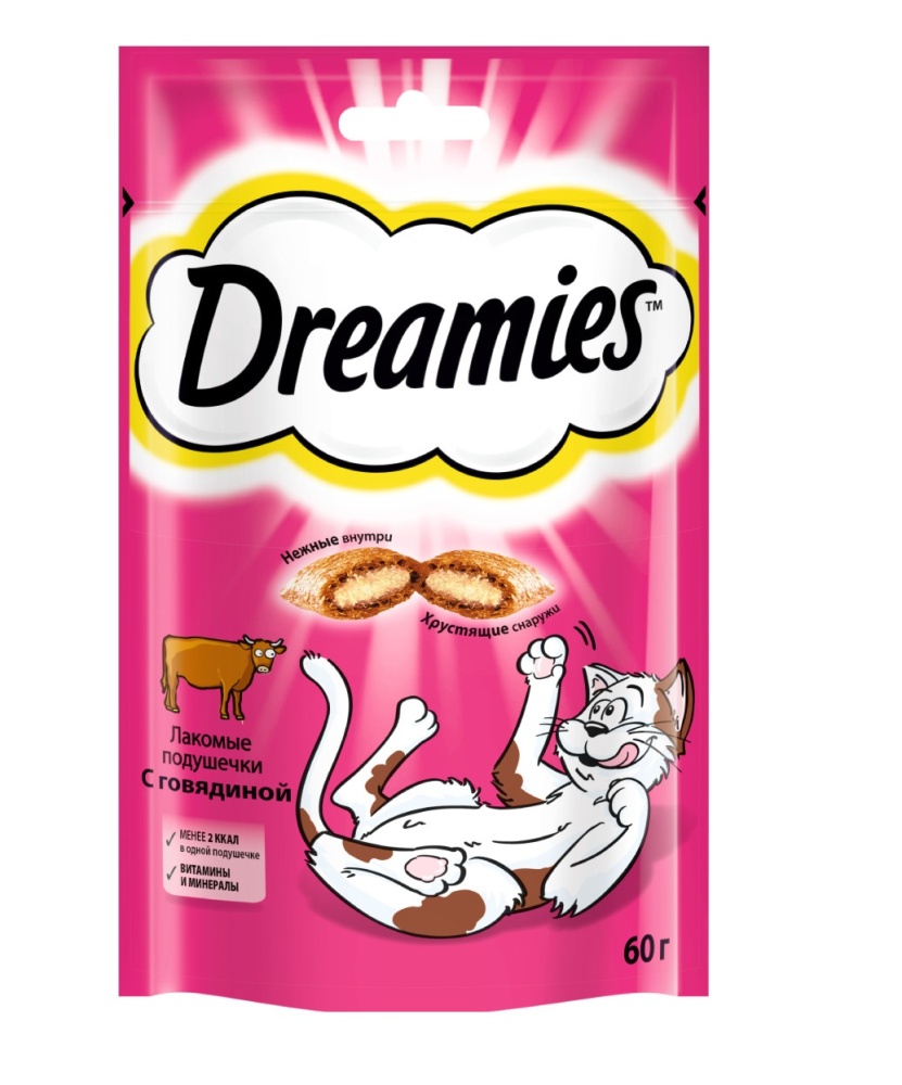 картинка Дримс (Dreamies) лакомые подушечки для кошек, говядина, 60 гр. от магазина Зоокалуга