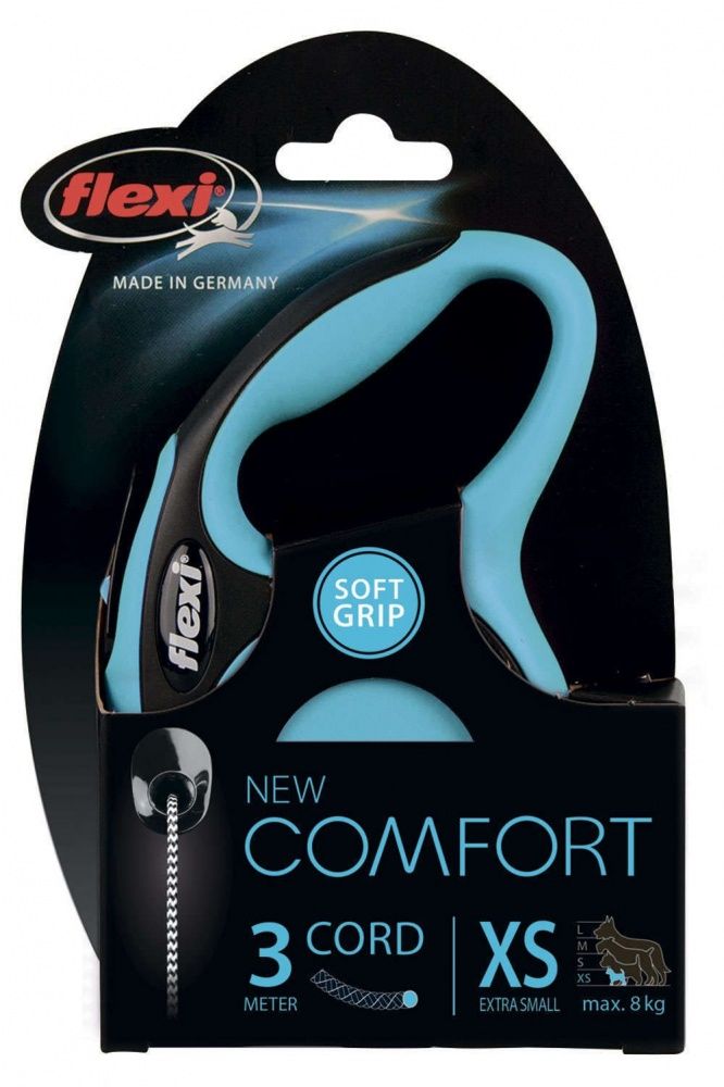 картинка Рулетка Флекси  New Comfort Cord XS 3м до 8кг ГОЛУБАЯ трос от магазина Зоокалуга