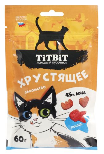 картинка ТитБит  д/кош Хруст.лакомство с лососем 60гр от магазина Зоокалуга
