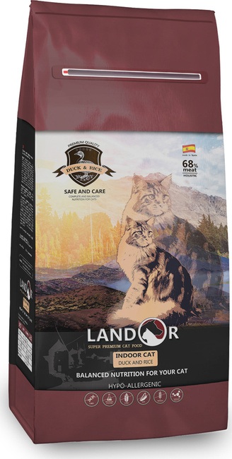 картинка Ландор (Landor) сухой корм для домашних кошек, утка/рис, 10 кг. от магазина Зоокалуга