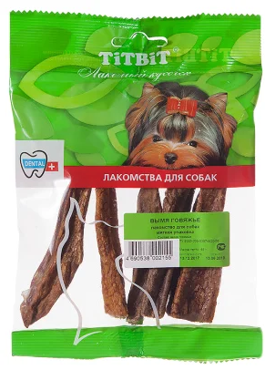 картинка Лакомство ТитБит (TitBit) для собак вымя говяжье, 45 гр. от магазина Зоокалуга