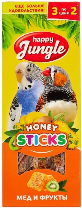 картинка Хэппи Джангл (Happy Jungle) лакомство - палочки для птиц, мед и фрукты, 3 шт. от магазина Зоокалуга