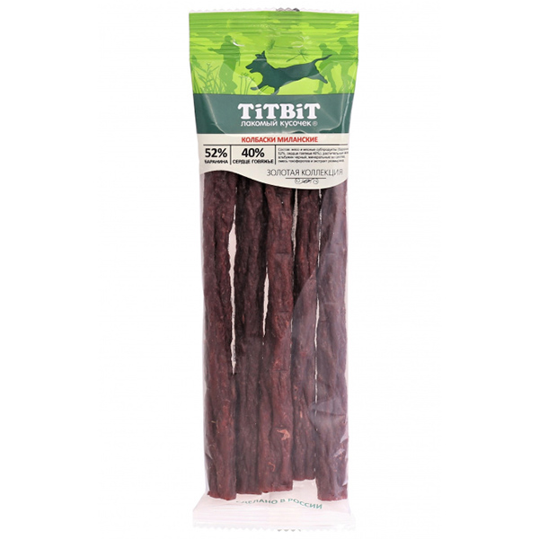 картинка ТитБит (TitBit) колбаски Миланские для собак, 75 гр. от магазина Зоокалуга