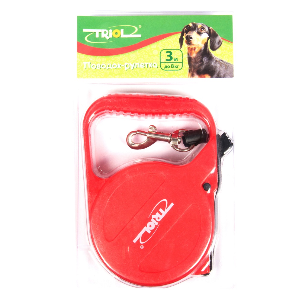 картинка Рулетка Триол (Triol)  для собак весом до 8 кг., 3 м., трос  от магазина Зоокалуга