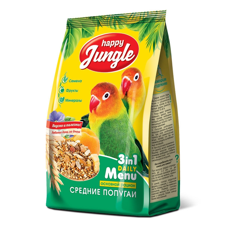 картинка Хэппи Джангл (Happy Jungle) корм для средних попугаев, 500 гр. от магазина Зоокалуга