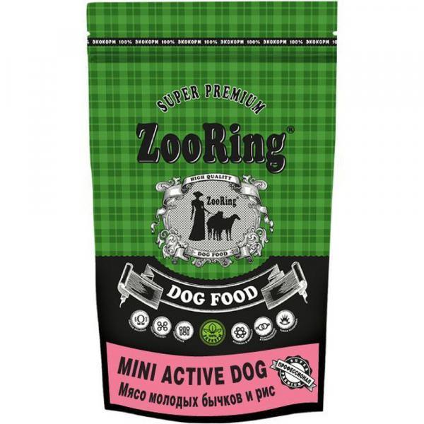 картинка Зооринг сухой корм (Zooring Mini Active Dog Veal) для взрослых собак мелких пород, мясо молодых бычков, 0,7 кг. от магазина Зоокалуга