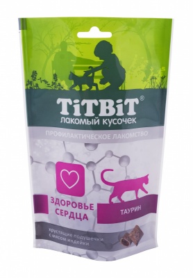 картинка Хрустящие подушечки ТитБит (TiTBiT) для кошек для здоровья сердца, индейка, 60 гр. от магазина Зоокалуга