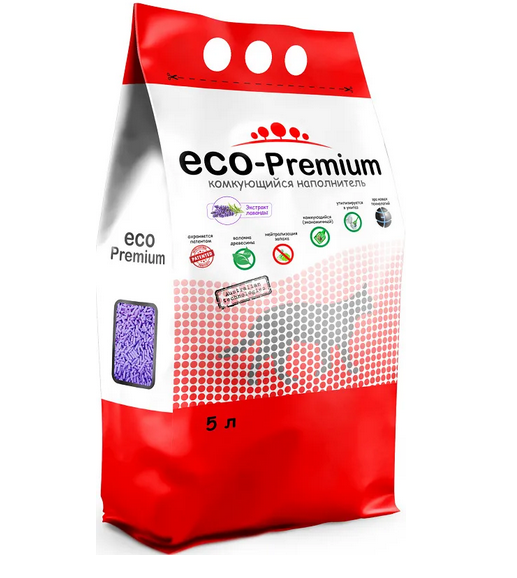 картинка ЭКО-Премиум (ECO Premium) наполнитель, комкующийся, ТОФУ Лаванда 5 л. от магазина Зоокалуга