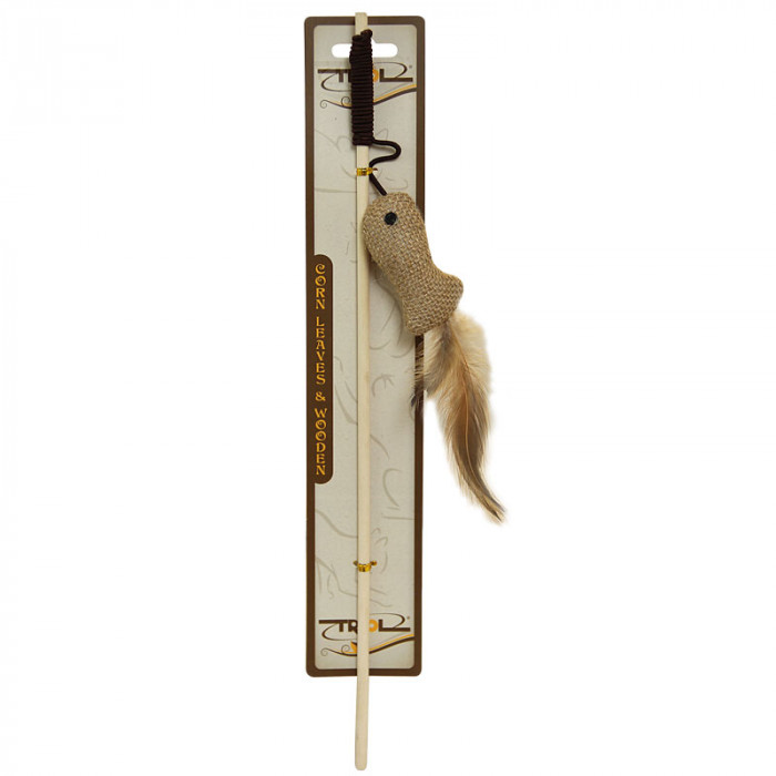 картинка Игрушка Триол (Triol) NATURAL для кошек - Удочка-дразнилка "Рыбка" 7,5*40 см от магазина Зоокалуга