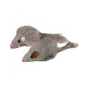 картинка Игрушка Триол (Triol) для кошек - мышь пушистая серая, 50мм, 4 шт. от магазина Зоокалуга