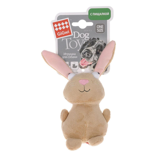 картинка Игрушка для собак ГиГви (GiGwi) кролик с пищалкой, 16 см. от магазина Зоокалуга