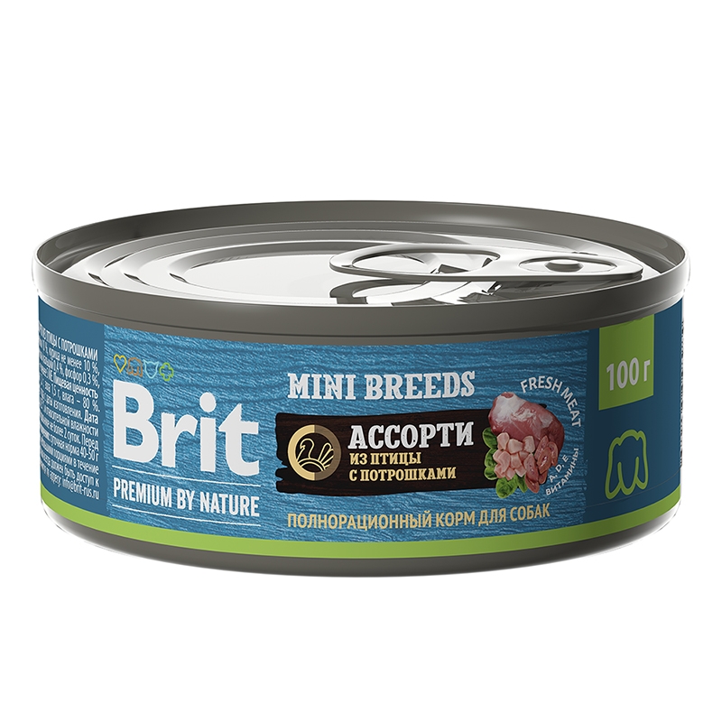картинка Брит Премиум (Brit Premium) консервированный корм для собак мелких пород, ассорти их птицы/потрошки, 100 гр. от магазина Зоокалуга