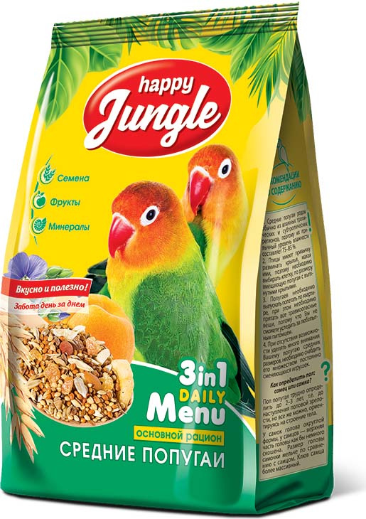 картинка Хэппи Джангл (Happy Jungle) корм для средних попугаев, 900 гр. от магазина Зоокалуга