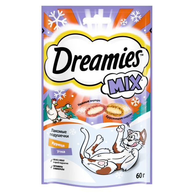 картинка Дримс (Dreamies) лакомые подушечки для кошек, курица/утка, 60 гр. от магазина Зоокалуга