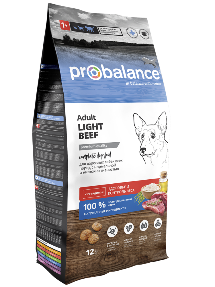 картинка ПроБаланс 12кг Лайт сух д/взр. соб всех пород с говядиной от магазина Зоокалуга