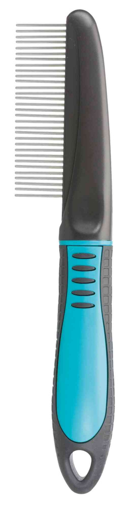 картинка Расческа Трикси (Trixie) с частыми крутящимися зубцами с пластиковой  ручкой, 22 см. от магазина Зоокалуга