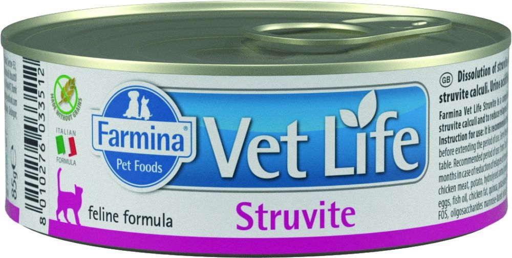 картинка Фармина Вет Лайф Струвит (Farmina Vet Life Struvite) корм консервированный для кошек для лечения и профилактики рецидивов струвитного уролитиаза, 85 гр. от магазина Зоокалуга