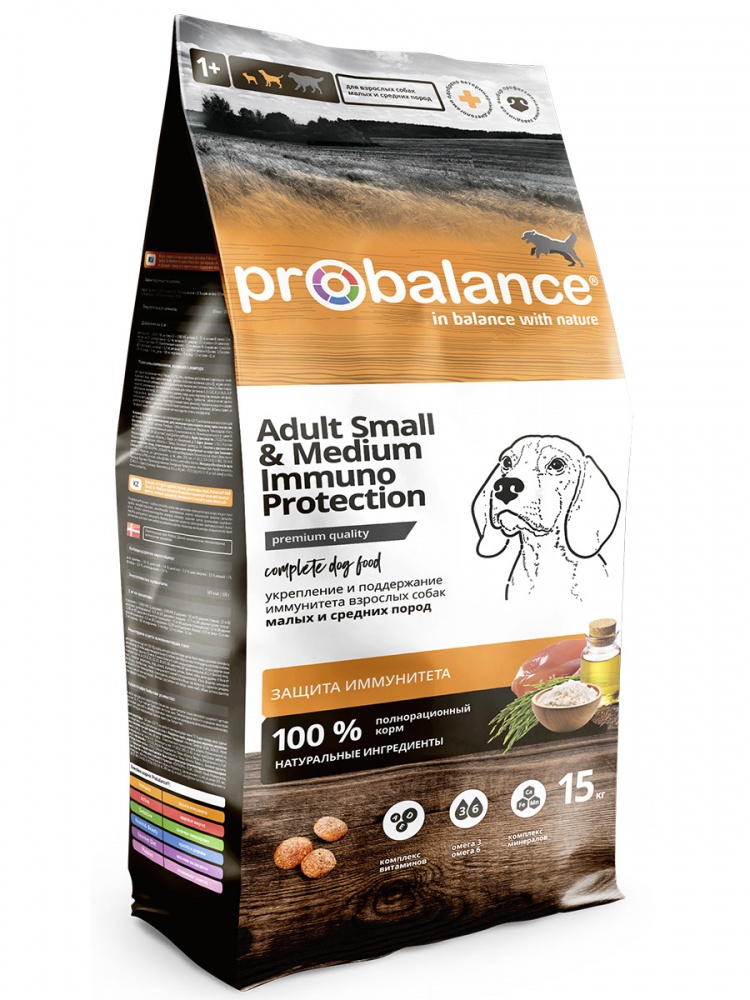 картинка Про Баланс (Pro Balance) сухой корм для собак малых и средних пород, поддержание иммунитета, 15 кг. от магазина Зоокалуга