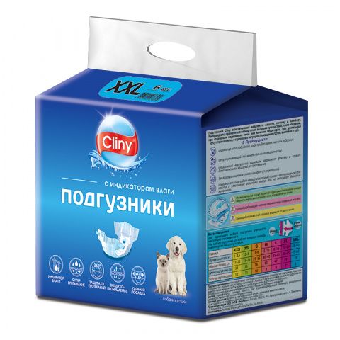картинка Клини Подгузники д/кош и соб 25-40кг размер ХХL (в уп 6шт) 1*12 от магазина Зоокалуга