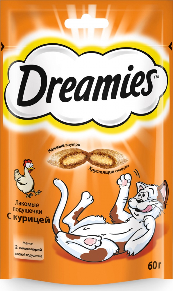 картинка Дримс (Dreamies) лакомые подушечки для кошек, курица, 60 гр. от магазина Зоокалуга