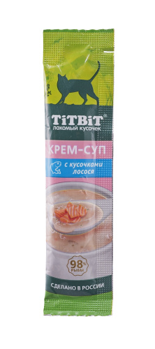 картинка ТитБит (TiTBiT)  д/кош Крем-суп с кусочками лосося. 10 гр. от магазина Зоокалуга