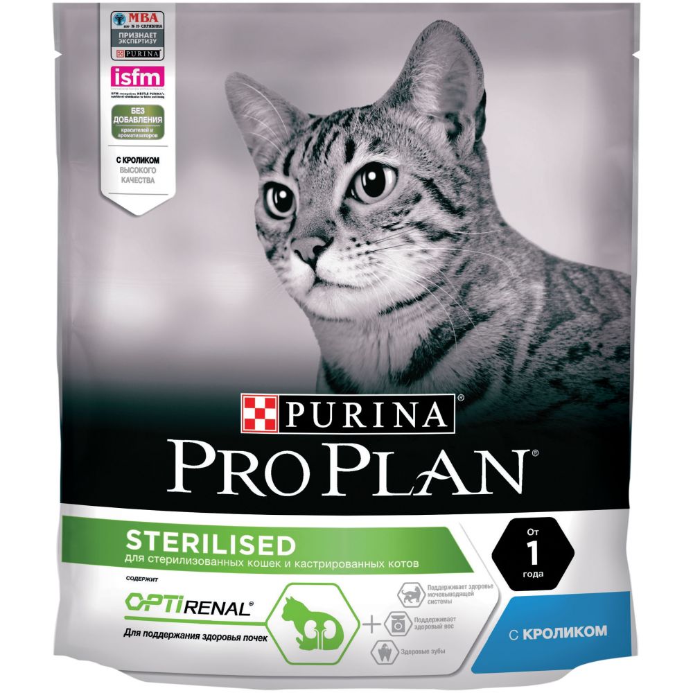 картинка Про План (Pro Plan) сухой корм для кастрированных котов и стерилизованных кошек, кролик, 0.4 кг. от магазина Зоокалуга