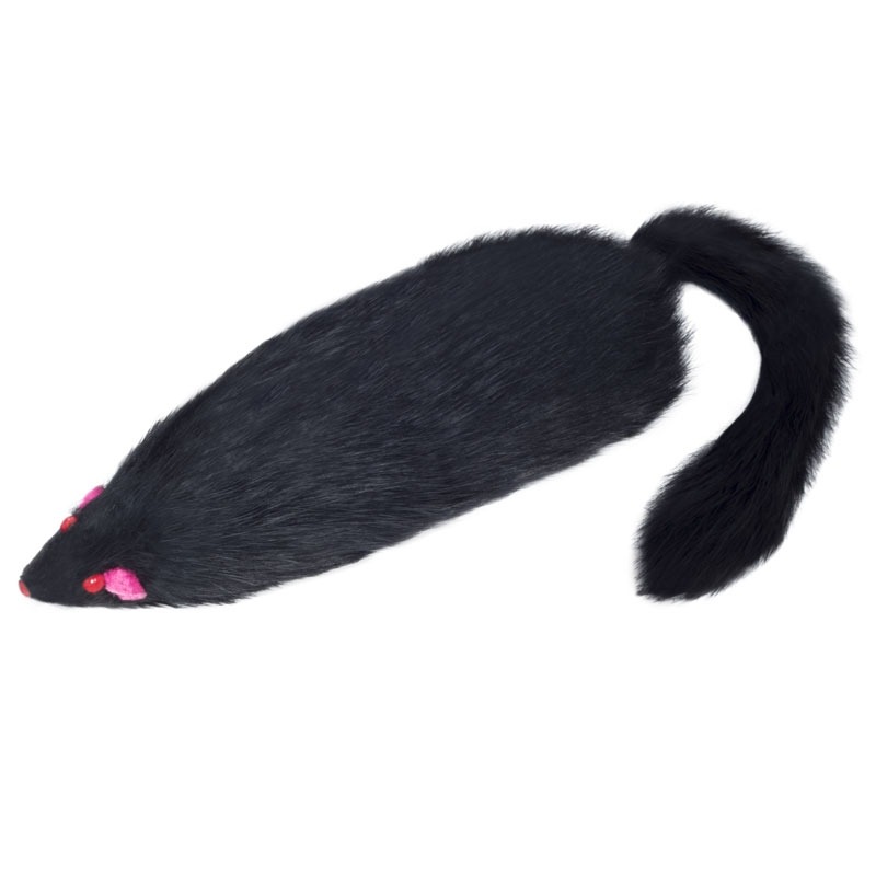 картинка Игрушка Триол (Triol) для кошек - мышь черная с пищалкой 13-14см от магазина Зоокалуга