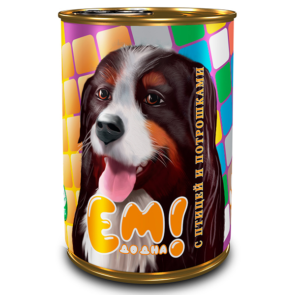картинка ЕМ ДО ДНА консервированный корм для собак всех пороод, птица/потрошки, 970 гр. от магазина Зоокалуга