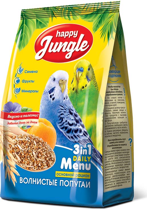 картинка Хэппи Джангл (Happy Jungle) корм для волнистых попугаев, 500 гр. от магазина Зоокалуга