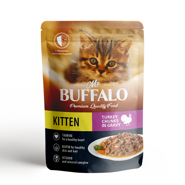 картинка Мистер Баффало (Mr. Buffalo) консервированный корм для котят, индейка на пару в соусе, 85 гр. от магазина Зоокалуга