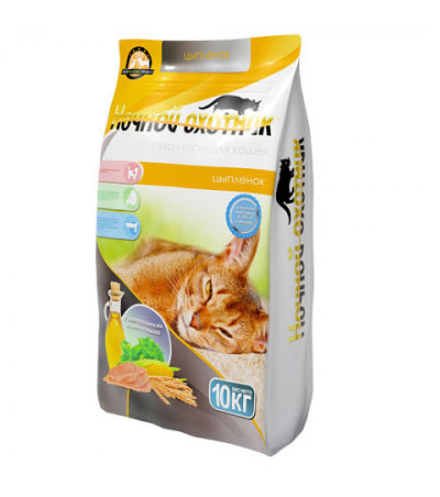 картинка Сухой корм Ночной охотник для взрослых кошек, цыпленок, 10 кг. от магазина Зоокалуга