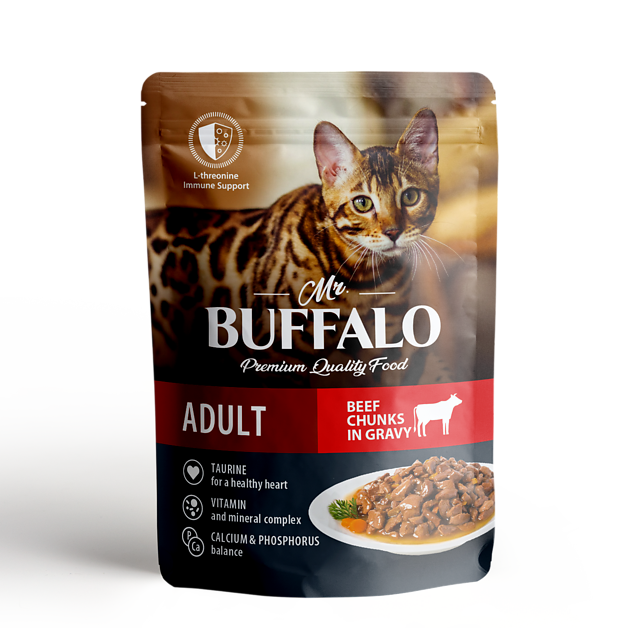 картинка Мистер Баффало (Mr. Buffalo) консервированный корм для кошек, говядина в соусе, 85 гр. от магазина Зоокалуга