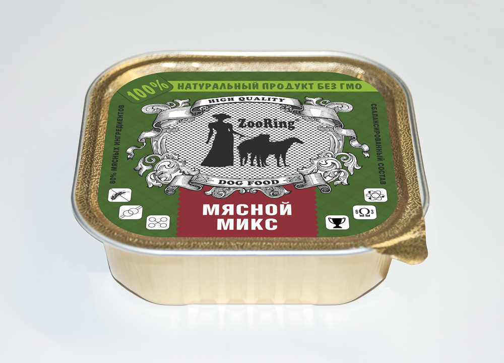 картинка Зооринг консервированный корм (Zooring) для собак, Мясной микс, паштет, 100 гр. от магазина Зоокалуга